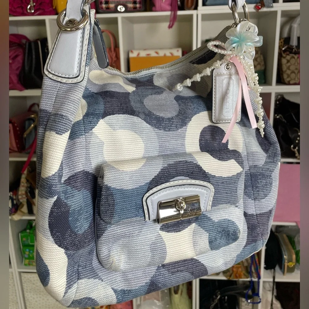 Coach Kristin Graphic Denim Op Art Hobo Bag - Picture 5 of 17
